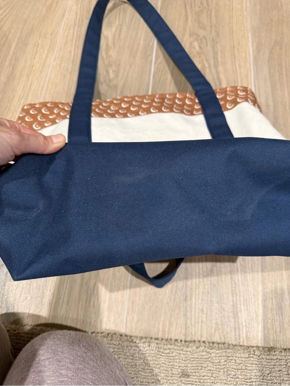 Vineyard Vines Navy, Cream & Brown Patterned Canvas Tote